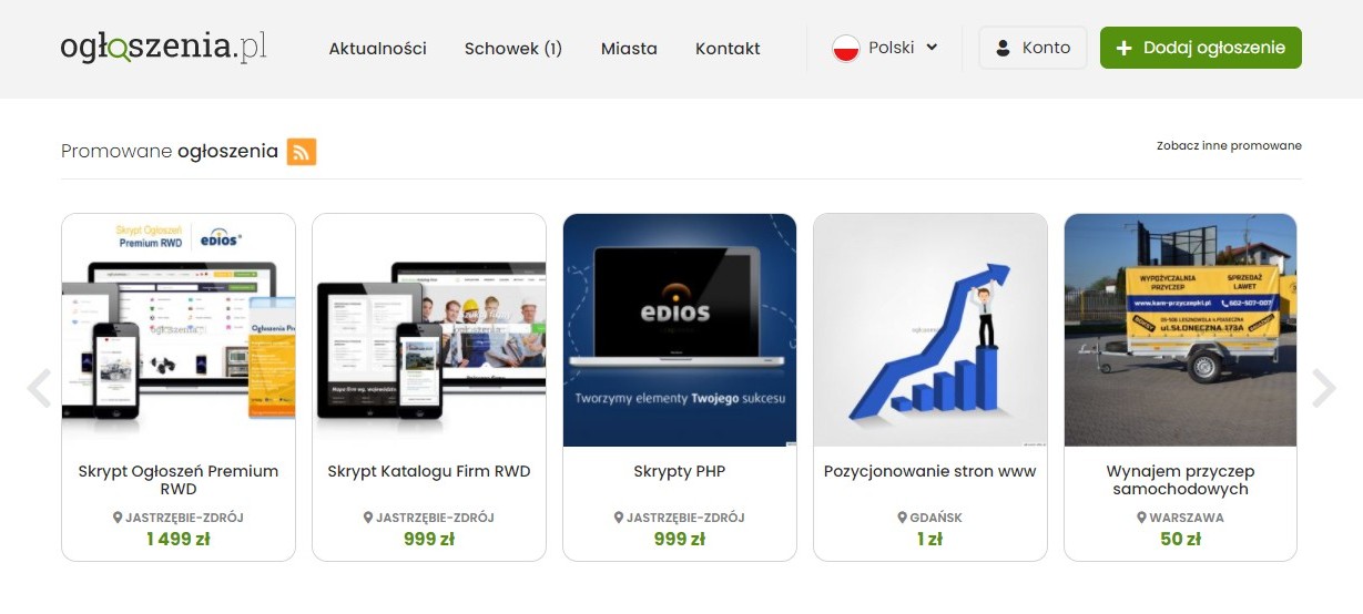 Promowanie na stronie głównej