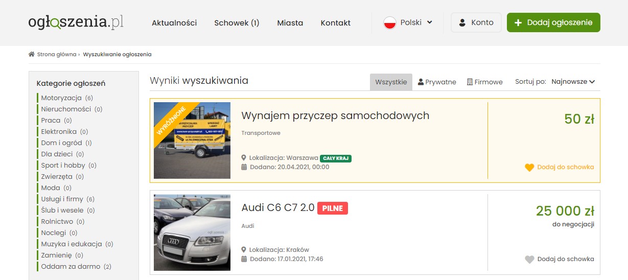 Promowanie na liście ogłoszeń